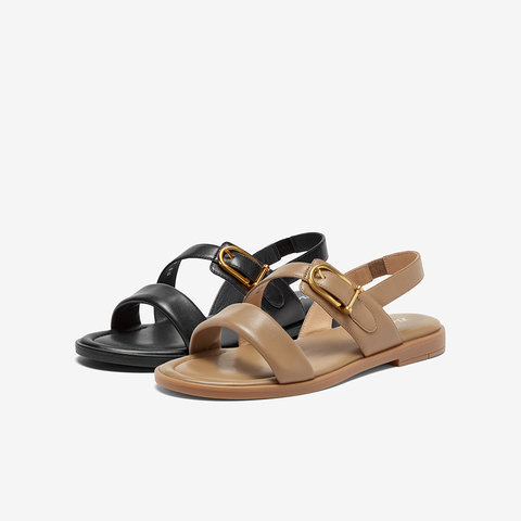 Bata时装凉鞋女2024夏季新款百搭羊皮软底休闲通勤凉鞋ABT24BL4