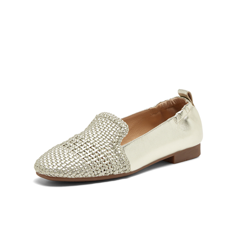 Bata乐福鞋女2024夏季商场新款编织英伦宫廷风通勤一脚蹬AVL19BA4