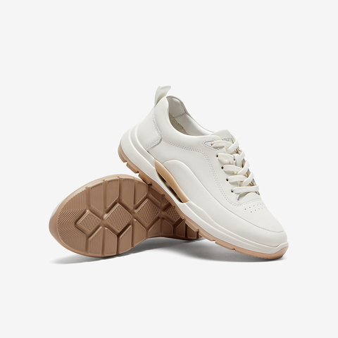 Bata休闲鞋女2024春季商场新款厚底牛皮通勤运动休闲鞋VLH13AM4