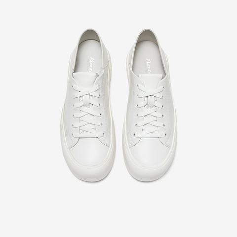 Bata休闲鞋女2024春季新款时尚通勤牛皮百搭运动经典板鞋VQT05AM4