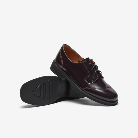 Bata牛津鞋女2024春季新款时尚英伦风牛皮粗跟小皮鞋单鞋A2682AM4