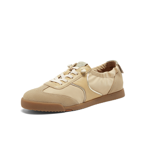 Bata木作休闲鞋女2024春商场新款百搭羊皮软底通勤运动鞋ACO26AM4