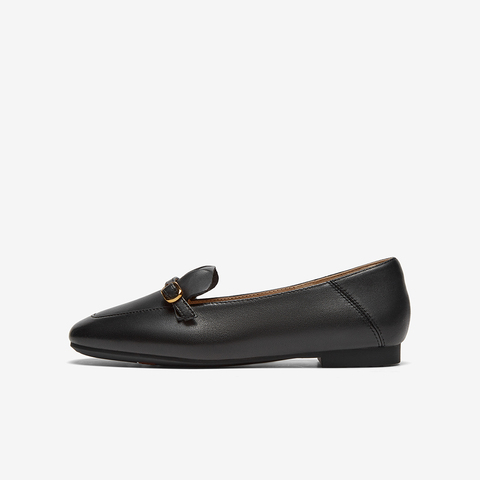 Bata乐福鞋女2024春季商场新款复古英伦风羊皮软底单鞋ART23AA4