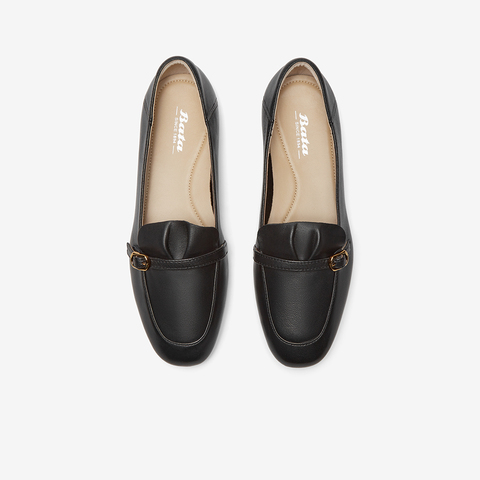 Bata乐福鞋女2024春季商场新款复古英伦风羊皮软底单鞋ART23AA4