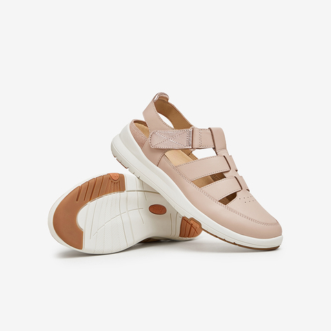 Bata包头凉鞋女2024夏季新款牛皮复古软底百搭休闲凉鞋AYN01BH4