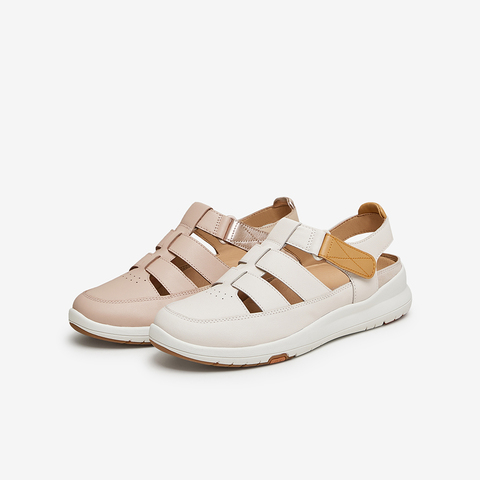 Bata包头凉鞋女2024夏季新款牛皮复古软底百搭休闲凉鞋AYN01BH4