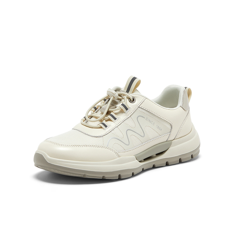 Bata休闲鞋女2024秋商场新款牛皮厚底透气通勤百搭运动鞋VLH51CM4