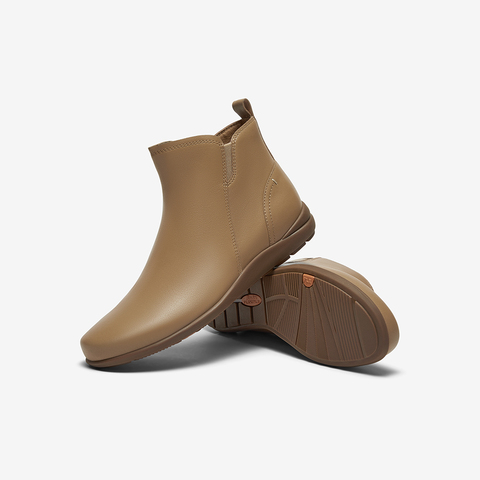 Bata时装靴女2024秋商场新款牛皮软底通勤百搭舒适短筒靴AWM47CD4