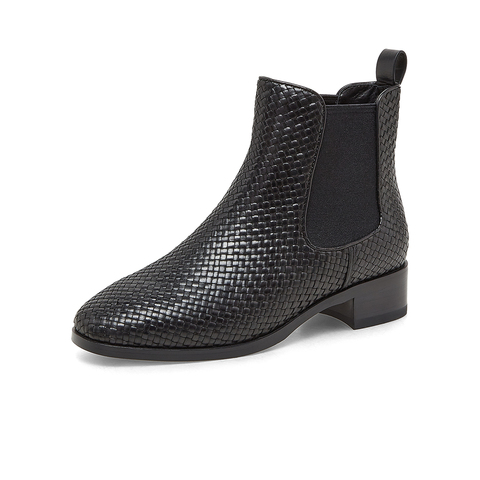 Bata切尔西女2024冬季商场新款牛皮编织短靴RED LABEL红标22282DD4