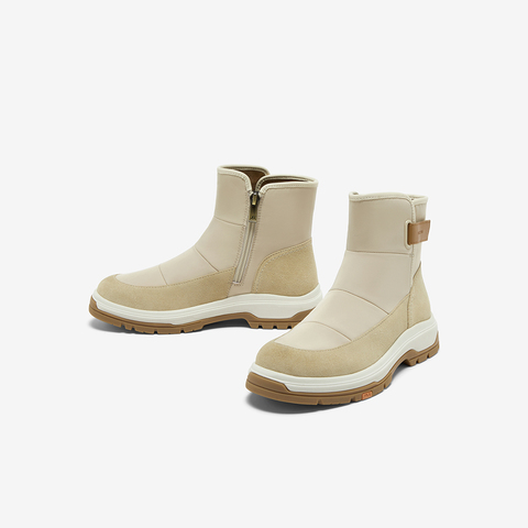 Bata休闲靴女2024冬季新款牛剖皮厚底休闲时尚户外短靴AWT44DD4