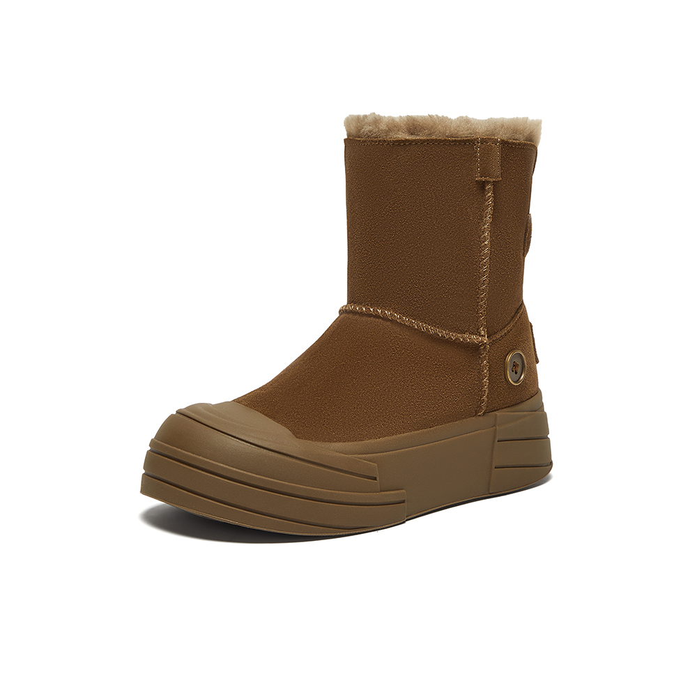 Bata雪地靴女2024冬季新款牛剖皮保暖厚底百搭时尚短靴A1576DD4