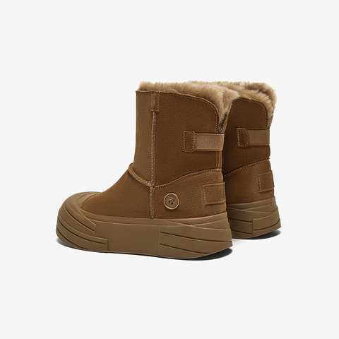 Bata雪地靴女2024冬季新款牛剖皮保暖厚底百搭时尚短靴A1576DD4