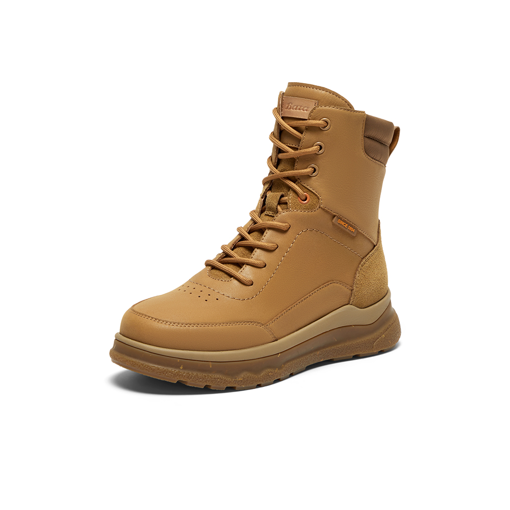 Bata休闲靴女2024冬季商场新款牛皮通勤百搭时尚时装靴AWO47DZ4