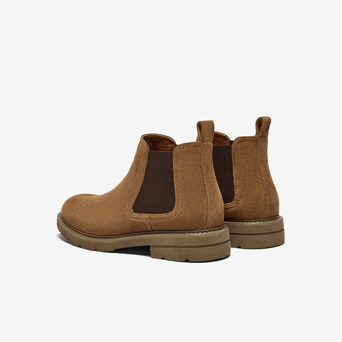 Bata切尔西男2024冬商场新款英伦通勤牛剖皮百搭通勤低靴11616DD4