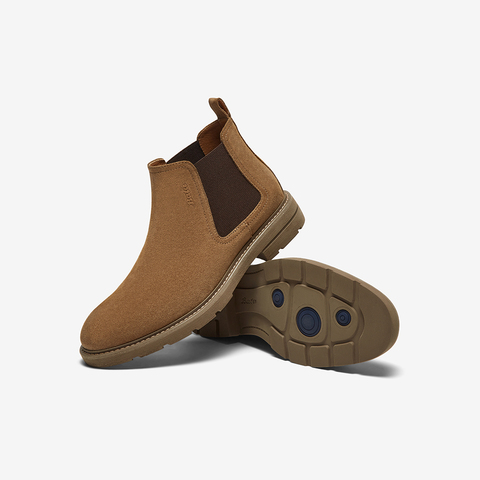 Bata切尔西男2024冬商场新款英伦通勤牛剖皮百搭通勤低靴11616DD4