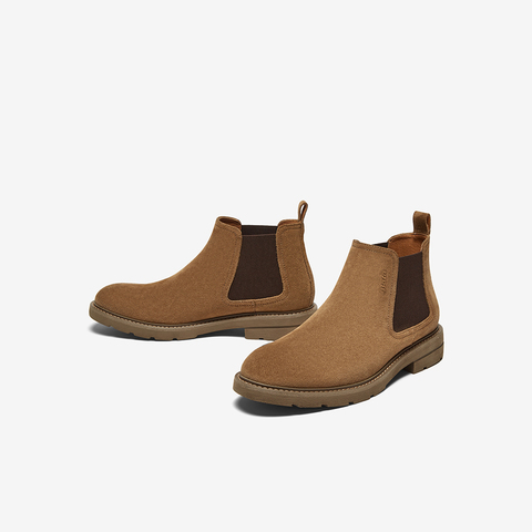 Bata切尔西男2024冬商场新款英伦通勤牛剖皮百搭通勤低靴11616DD4