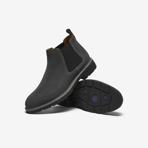 Bata切尔西男2024冬商场新款英伦通勤牛剖皮百搭通勤低靴11616DD4