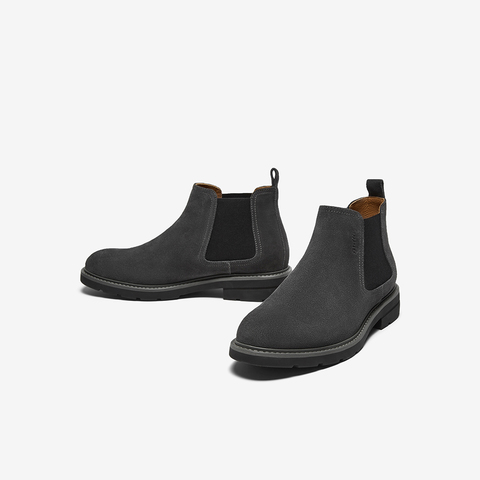 Bata切尔西男2024冬商场新款英伦通勤牛剖皮百搭通勤低靴11616DD4