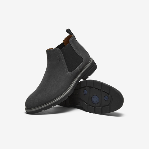 Bata切尔西男2024冬商场新款英伦通勤牛剖皮百搭通勤低靴11616DD4