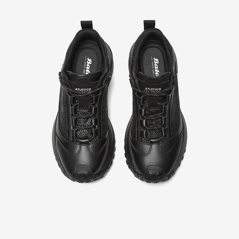 Bata休闲鞋男2024冬季新款厚底透气舒适牛皮通勤运动鞋F7729DM4