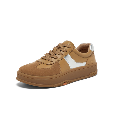 Bata休闲鞋女2024秋新款牛皮通勤百搭拼色徳训厚底板鞋AGU23CM4