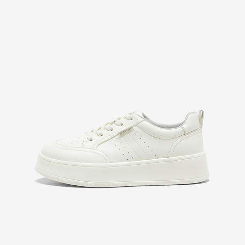 Bata小白鞋女2025春季商场新款百搭牛皮通勤运动厚底单鞋UNA02AM5