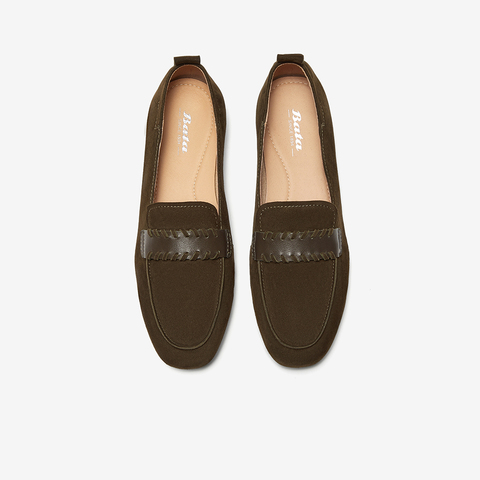 Bata乐福鞋女2025春商场新款英伦羊皮通勤粗跟软底一脚蹬AVL44AA5