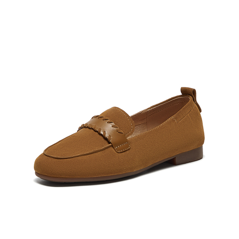 Bata乐福鞋女2025春商场新款英伦羊皮通勤粗跟软底一脚蹬AVL44AA5