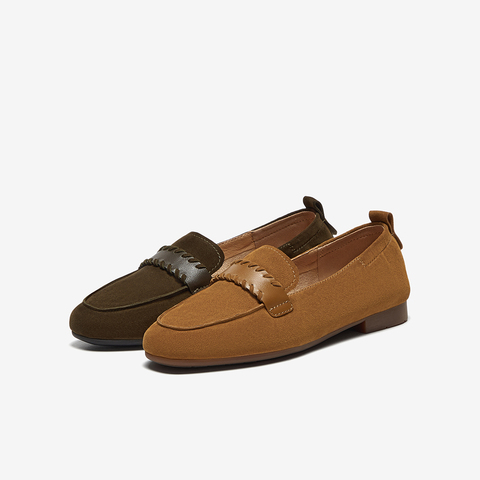 Bata乐福鞋女2025春商场新款英伦羊皮通勤粗跟软底一脚蹬AVL44AA5