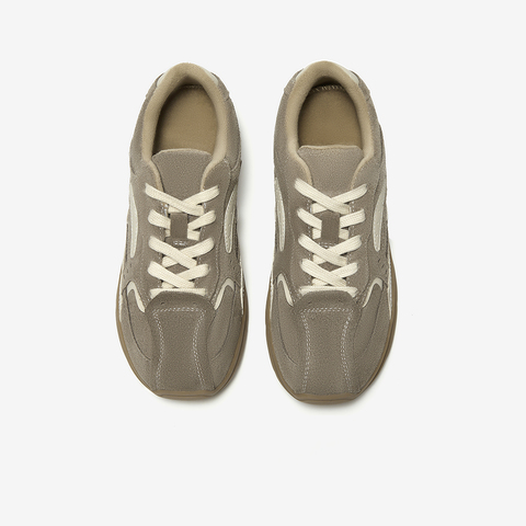 Bata休闲鞋女2025春季新款牛剖皮厚底通勤百搭运动鞋063R1AM5