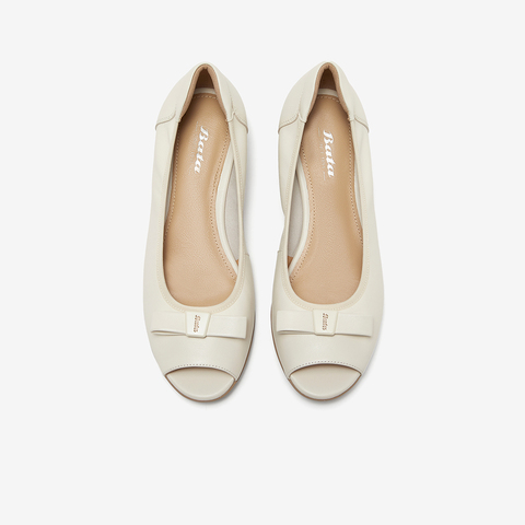 Bata浅口单鞋2025春季商场新款百搭羊皮软底鱼嘴通勤单鞋ACG32AU5