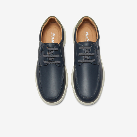 Bata休闲皮鞋男2025春季商场新款羊皮通勤舒适厚底皮鞋W9063AM5