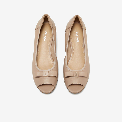 Bata浅口单鞋2025春季商场新款百搭羊皮软底鱼嘴通勤单鞋ACG32AU5