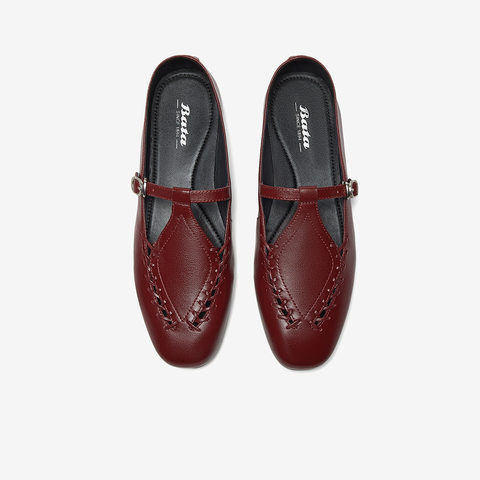 Bata乐福鞋女2025春季商场新款复古英伦风羊皮软底一脚蹬AVL48AA5