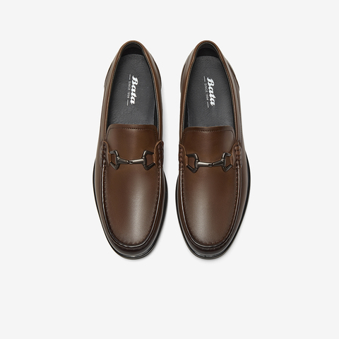 Bata商务鞋男2025春商场新款英伦羊皮通勤一脚蹬乐福鞋Z8392AM5