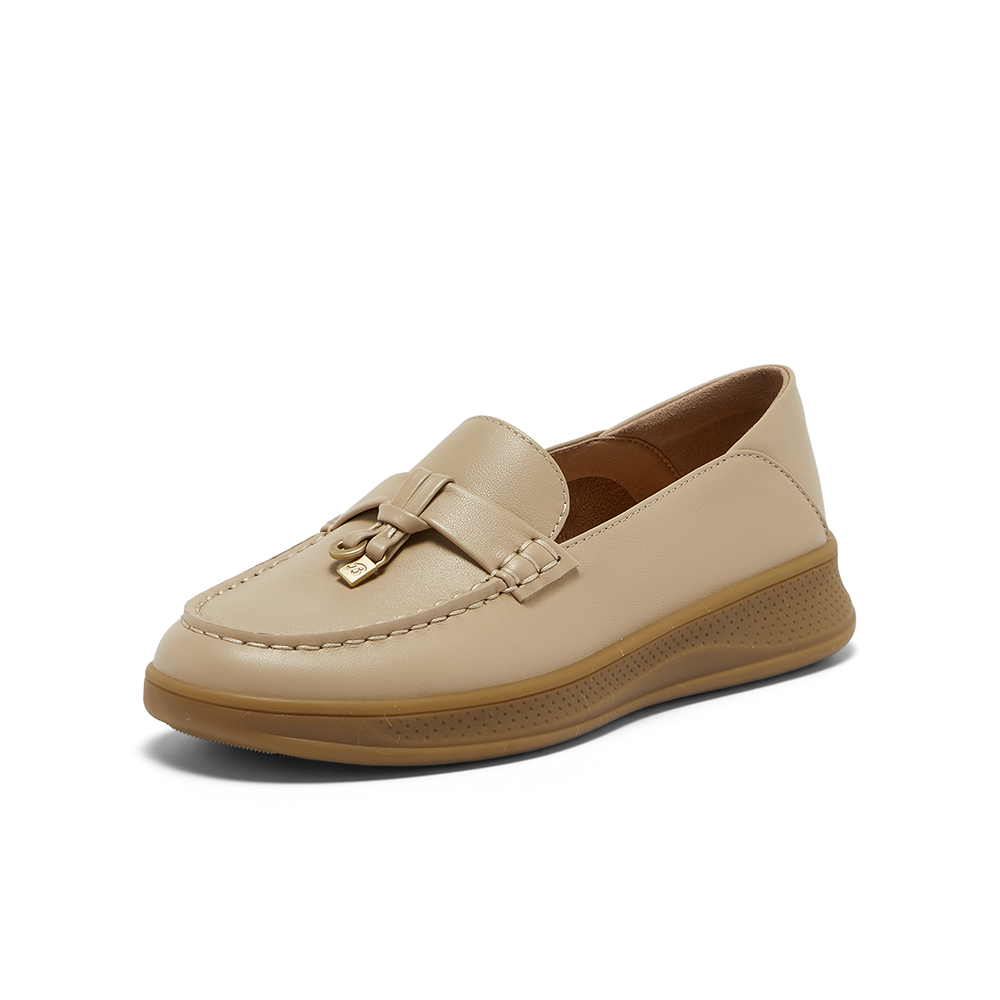 Bata乐福鞋女2025春商场新款复古英伦厚底牛皮通勤一脚蹬WRVG4AA5