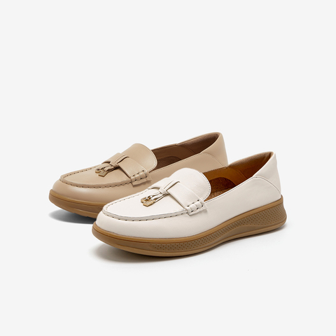 Bata乐福鞋女2025春商场新款复古英伦厚底牛皮通勤一脚蹬WRVG4AA5