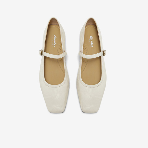 Bata浅口单鞋女2025春季新款复古羊皮优雅百搭淑女玛丽珍7091AAQ5
