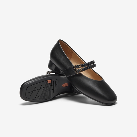 Bata玛丽珍女2025春季商场新款羊皮法式通勤浅口复古单鞋90216AQ5