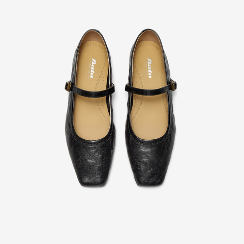 Bata浅口单鞋女2025春季新款复古羊皮优雅百搭淑女玛丽珍7091AAQ5