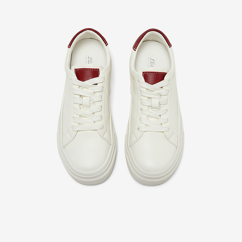 Bata小白鞋女2025春季新款通勤牛皮厚底百搭运动板鞋16152AM5