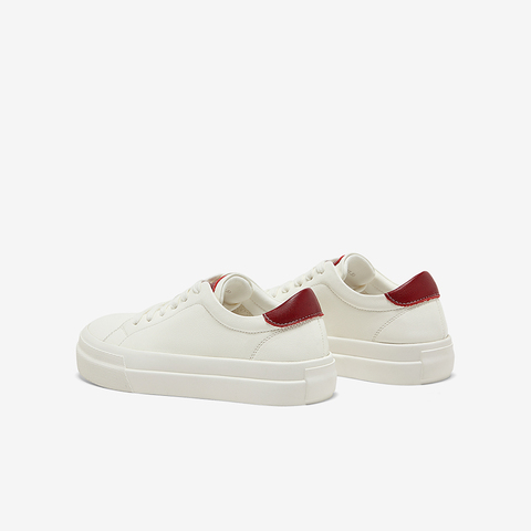 Bata小白鞋女2025春季新款通勤牛皮厚底百搭运动板鞋16152AM5