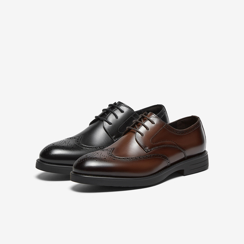 Bata商务正装鞋男2025春商场新款英伦牛皮透气德比通勤鞋9036PAM5