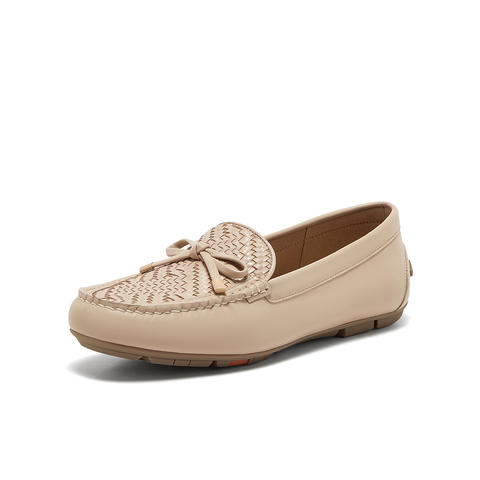 Bata乐福鞋女2025春季商场新款编织英伦风牛皮通勤一脚蹬AE264AA5