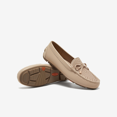 Bata乐福鞋女2025春季商场新款编织英伦风牛皮通勤一脚蹬AE264AA5