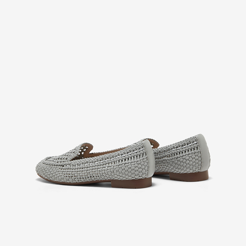 Bata乐福鞋女2025夏季商场新款编织英伦风牛皮通勤一脚蹬AVL23BA5