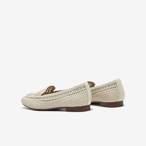 Bata乐福鞋女2025夏季商场新款编织英伦风牛皮通勤一脚蹬AVL23BA5