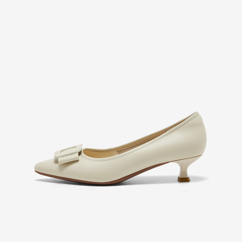 Bata浅口单鞋女2025春季新款羊皮优雅软底通勤高跟鞋25798AQ5