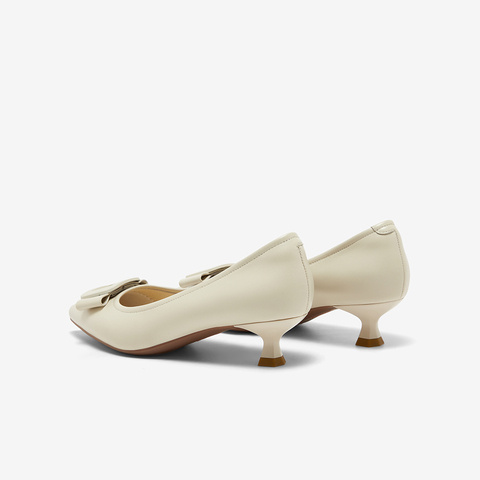 Bata浅口单鞋女2025春季新款羊皮优雅软底通勤高跟鞋25798AQ5