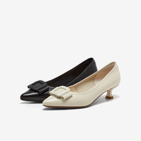 Bata浅口单鞋女2025春季新款羊皮优雅软底通勤高跟鞋25798AQ5